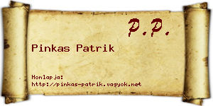 Pinkas Patrik névjegykártya